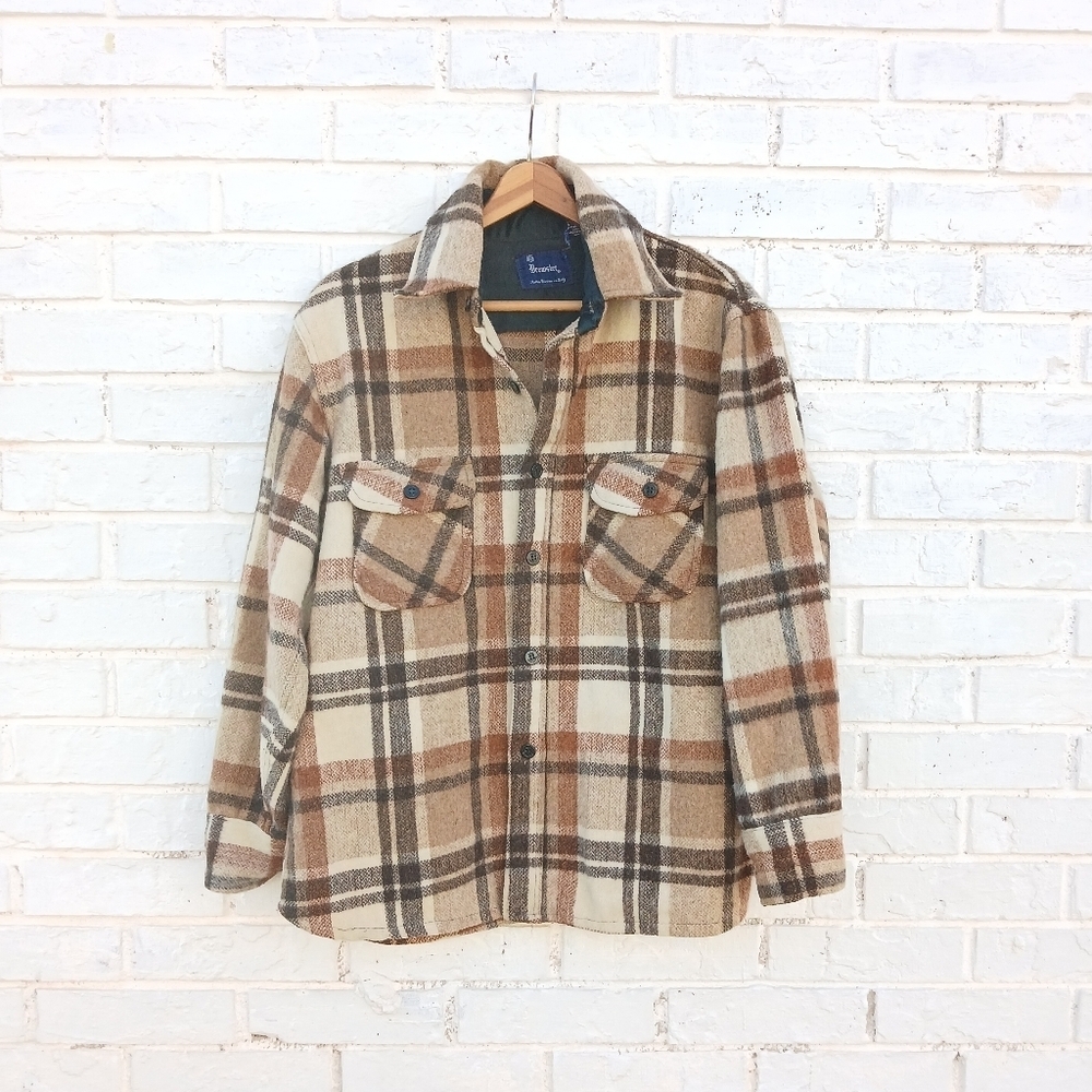 Vintage Brewster Wool Blend Plaid Shirt Medium